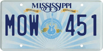 MS license plate MOW451