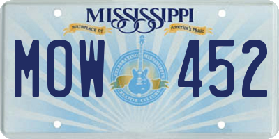MS license plate MOW452