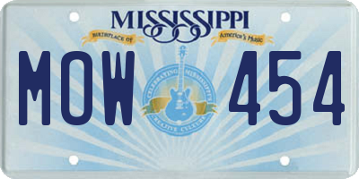 MS license plate MOW454