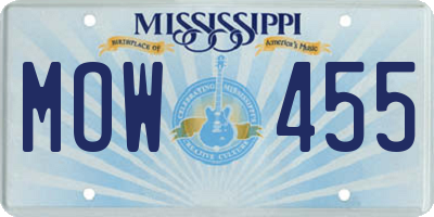 MS license plate MOW455