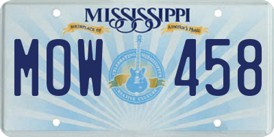 MS license plate MOW458