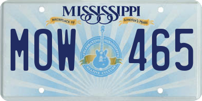 MS license plate MOW465