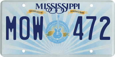MS license plate MOW472