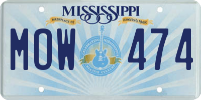 MS license plate MOW474