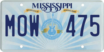 MS license plate MOW475