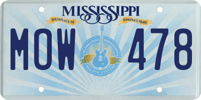 MS license plate MOW478
