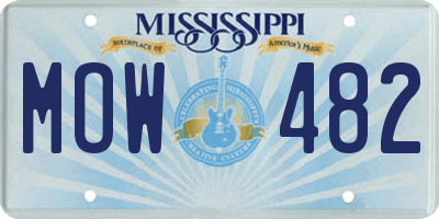 MS license plate MOW482