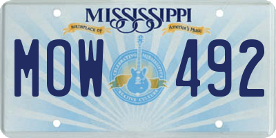 MS license plate MOW492