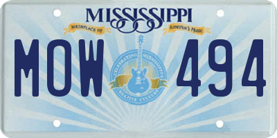 MS license plate MOW494