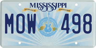MS license plate MOW498
