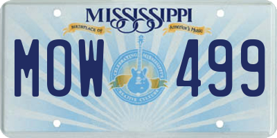 MS license plate MOW499