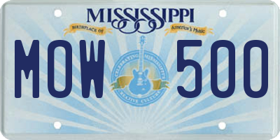 MS license plate MOW500