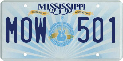 MS license plate MOW501