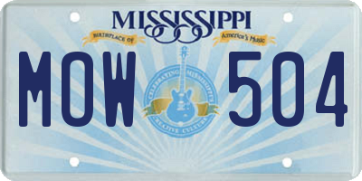 MS license plate MOW504