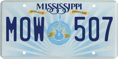 MS license plate MOW507