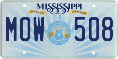 MS license plate MOW508