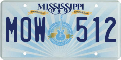 MS license plate MOW512