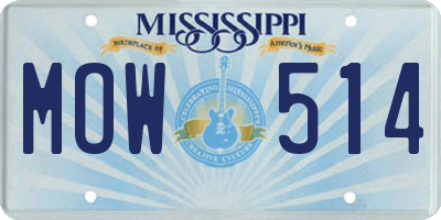 MS license plate MOW514