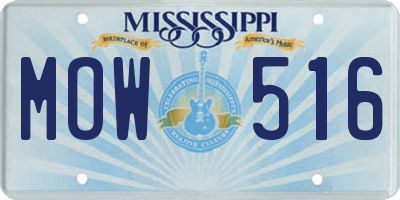 MS license plate MOW516