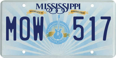 MS license plate MOW517
