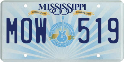 MS license plate MOW519