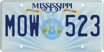 MS license plate MOW523