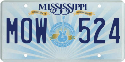 MS license plate MOW524