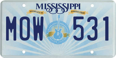 MS license plate MOW531