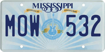 MS license plate MOW532