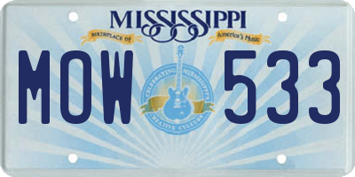 MS license plate MOW533