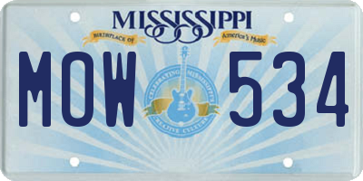 MS license plate MOW534