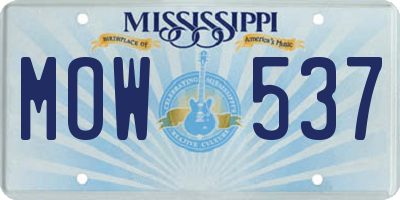 MS license plate MOW537