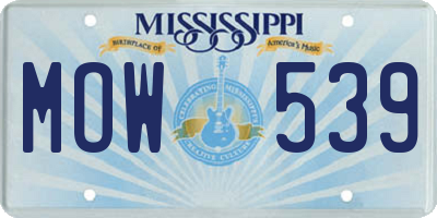 MS license plate MOW539