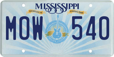 MS license plate MOW540