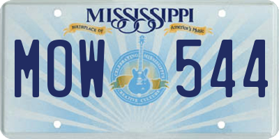 MS license plate MOW544