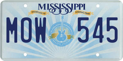 MS license plate MOW545