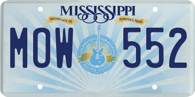 MS license plate MOW552