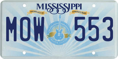 MS license plate MOW553