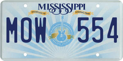 MS license plate MOW554