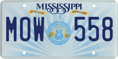 MS license plate MOW558