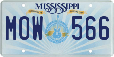 MS license plate MOW566