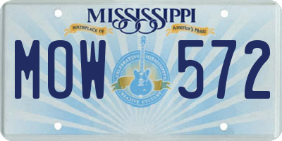 MS license plate MOW572