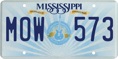 MS license plate MOW573