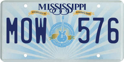 MS license plate MOW576