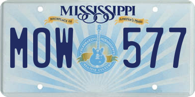 MS license plate MOW577