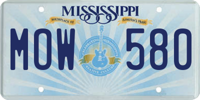 MS license plate MOW580
