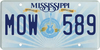 MS license plate MOW589
