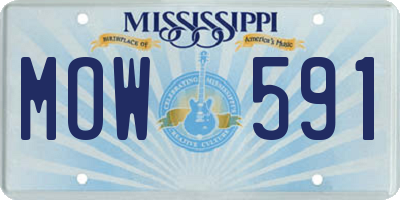 MS license plate MOW591