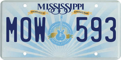 MS license plate MOW593