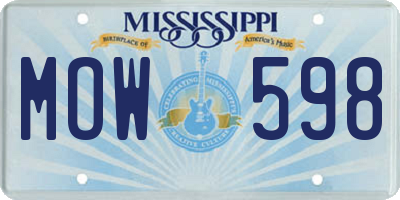 MS license plate MOW598